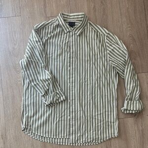 H&M Olive Striped Casual Shirt